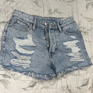 H&M Light Blue Distressed Jean Shorts